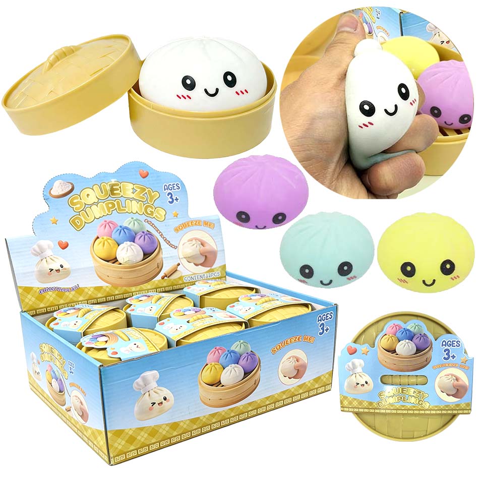 Toys Colorful Dumpling Squishes Stress Balls Fidget Sensory Simulation Food Squishies Bun with Steamer Squeeze Dough Ball Gifts