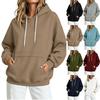 Women's Casual Loose Fit Drop Shoulder Hoodie With, Color Long Sleeve Pullover