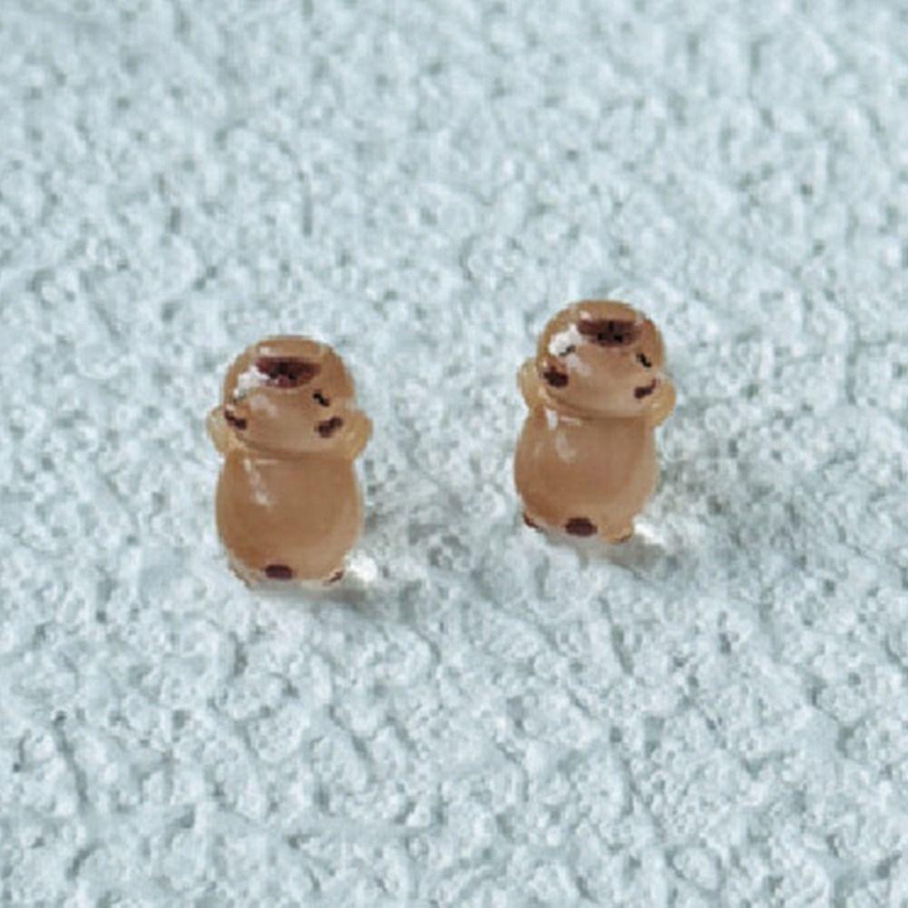 Cartoon Mini Ear Studs Transparent Capybara Stud Earring Retro Carnival