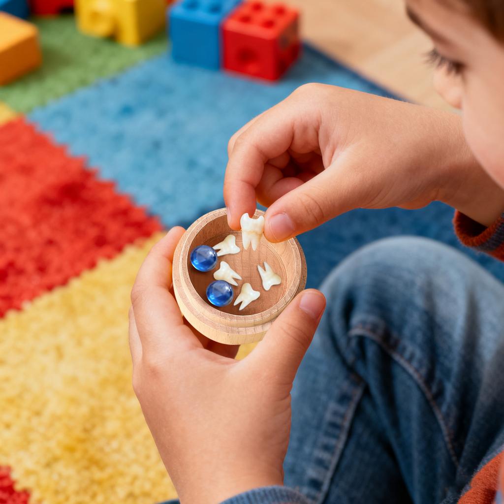 Girls Tooth Box, Cute 3D Teeth Carving Wooden Storage Box For Children's First Tooth Lost, Can Be Placed Under The Pillow As A Birthday Baby Gift