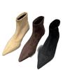 High-heeled pointed-toed temperament suede short boots New autumn and winter thin-heeled Korean thin Martin boots