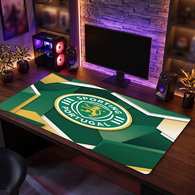 Sporting CP FC Theme Pattern Mouse Pad, Soccer Logo Design XXL Gaming Desk Mat Non-Slip Computer Mouse Pad