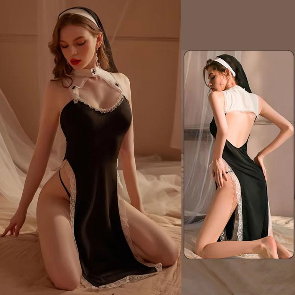 Women's Sexy Nun Roleplay Lingerie Dress - Adult Cosplay Costume, Exotic Night Outfit, Club Party Wear, New Fashion Design