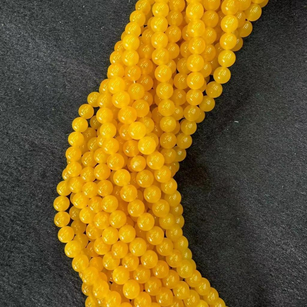 Yellow Chalcedony Round Loose Beads - Popular Style DIY Jewelry Accessories