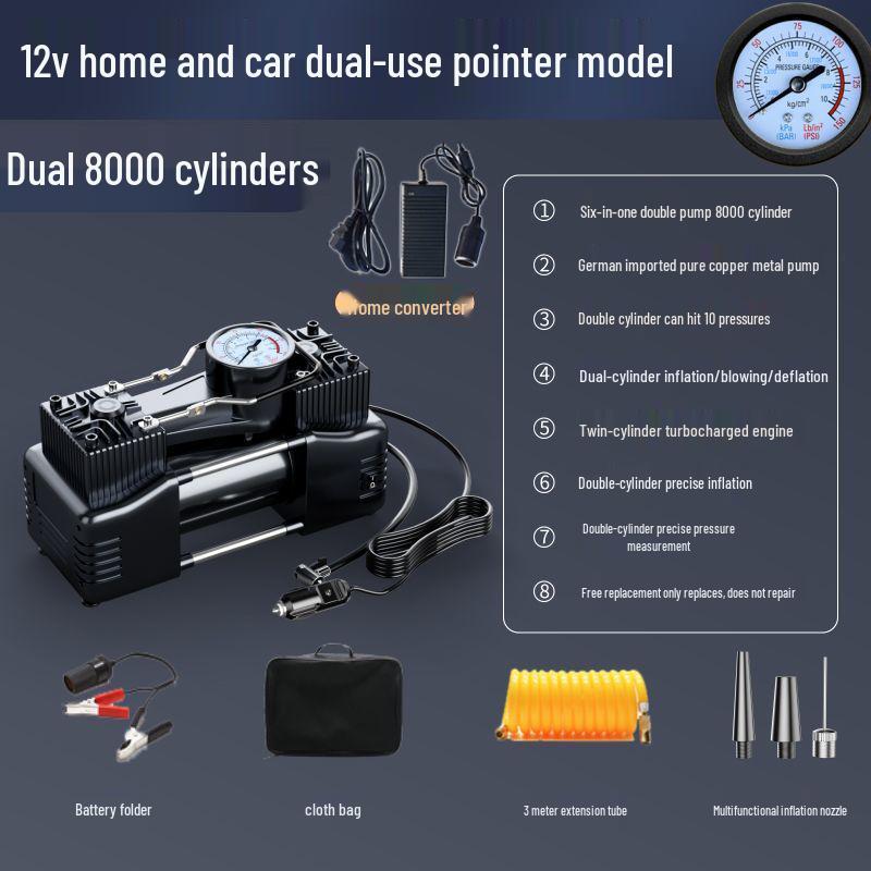 Dual-Cylinder High-Power Electric Tire Inflator for Car and Home Use