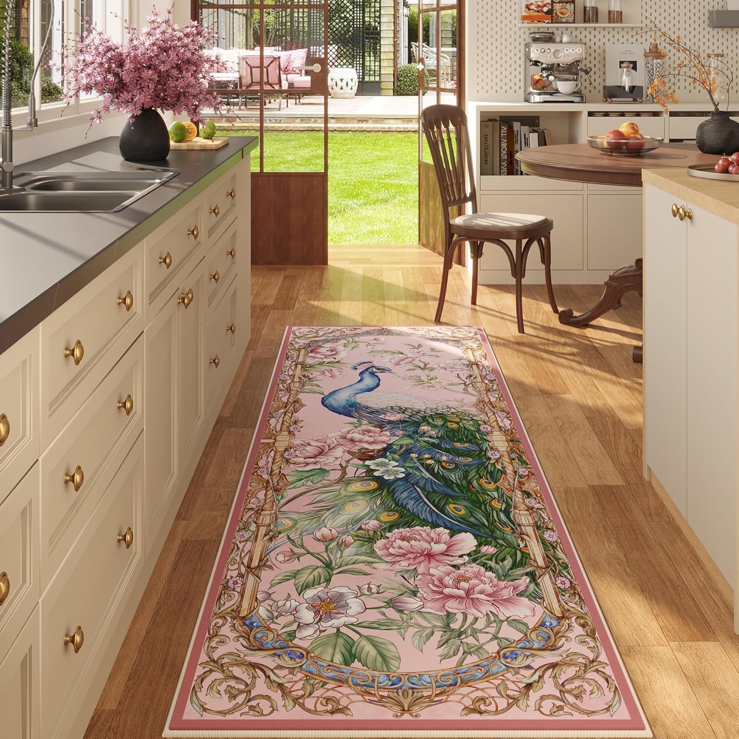 

Моющийся коврик-дорожка для прихожей, животный цветочный принт, мягкий ковер с низким ворсом, нескользящие кухонные и ванные коврики для спальни, коридора 50x160cm