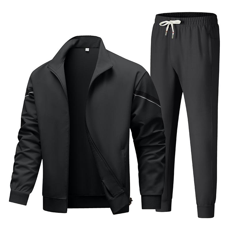 

Свободный спортивный повседневный кардиган со стойкой воротником, куртка с длинным рукавом, комплект из двух предметов M чёрный