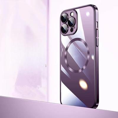 Použitelné pro pouzdro na mobilní telefon iPhone16 Magnetické pokovování PC Dodává se s fólií na objektiv Apple 15 Plné balení Průhledný Nárazuvzdorný Tvrdý kryt