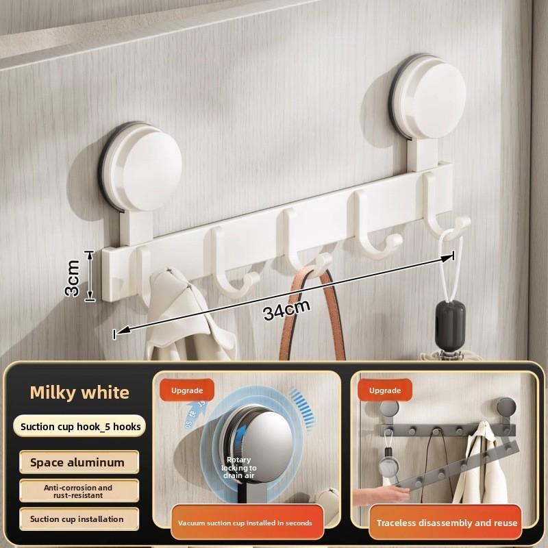 Space Aluminum Suction Cup Hook Set With Multiple Load Capacity For Bathroom And Home Storage