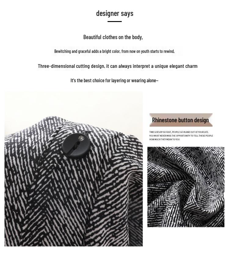 Brand Luxury Silk Chiffon Blouse: 2025 Spring/Autumn Women's Slim-Fit Long-Sleeve Top