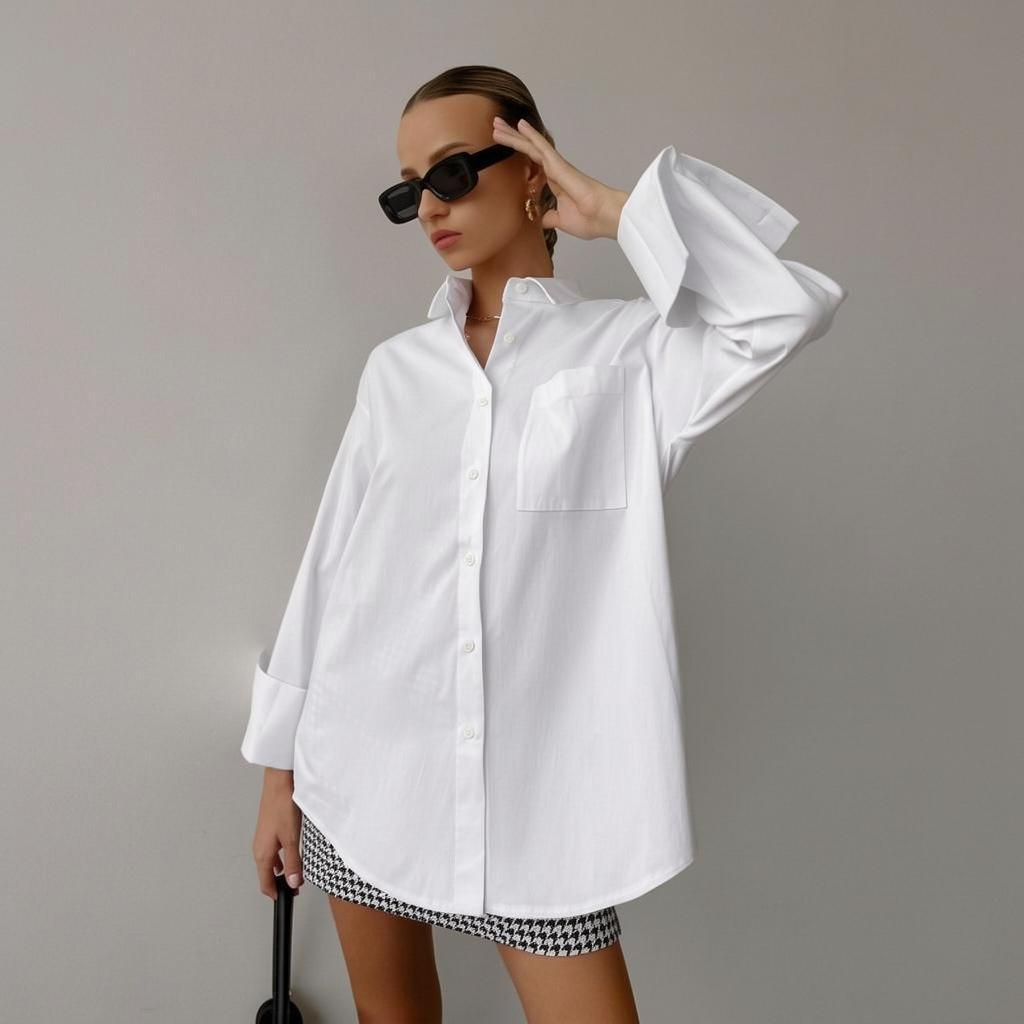 UNIQLO Jil Sander Collaboration SS25 Solid Color Comfortable Button-Up Long Sleeve Shirt Men shirts White 478673-00