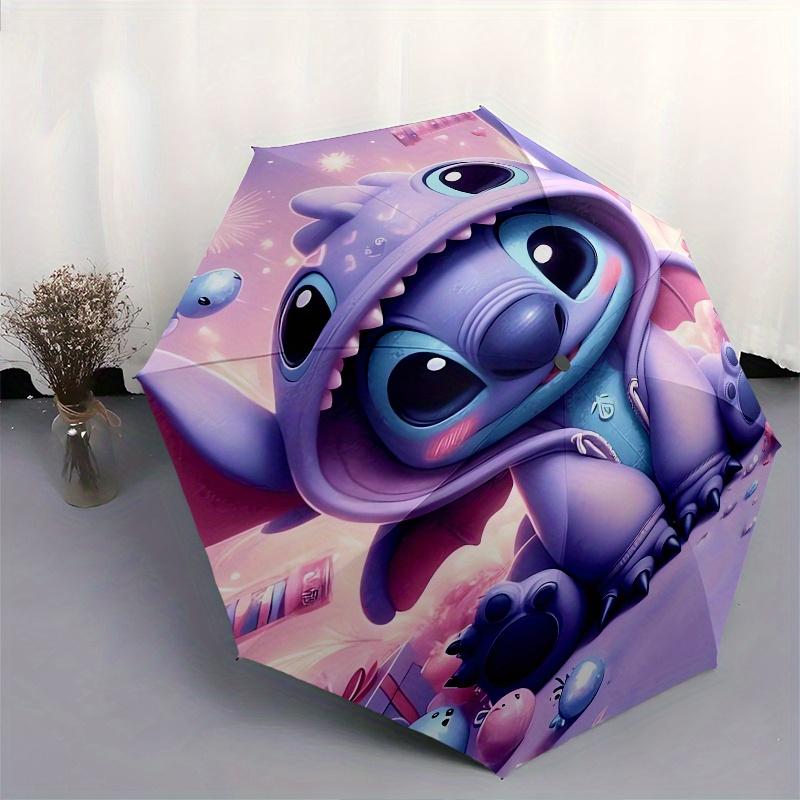Stitch,Celebration Fully automatic themed umbrella 8 ribs durable iron frame, tri fold compact design, perfect as a gift, travel umbrella,