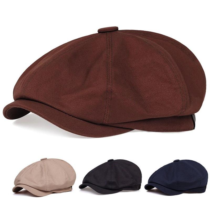 British retro octagonal hat big head circumference casual men's and women's four season retro beret