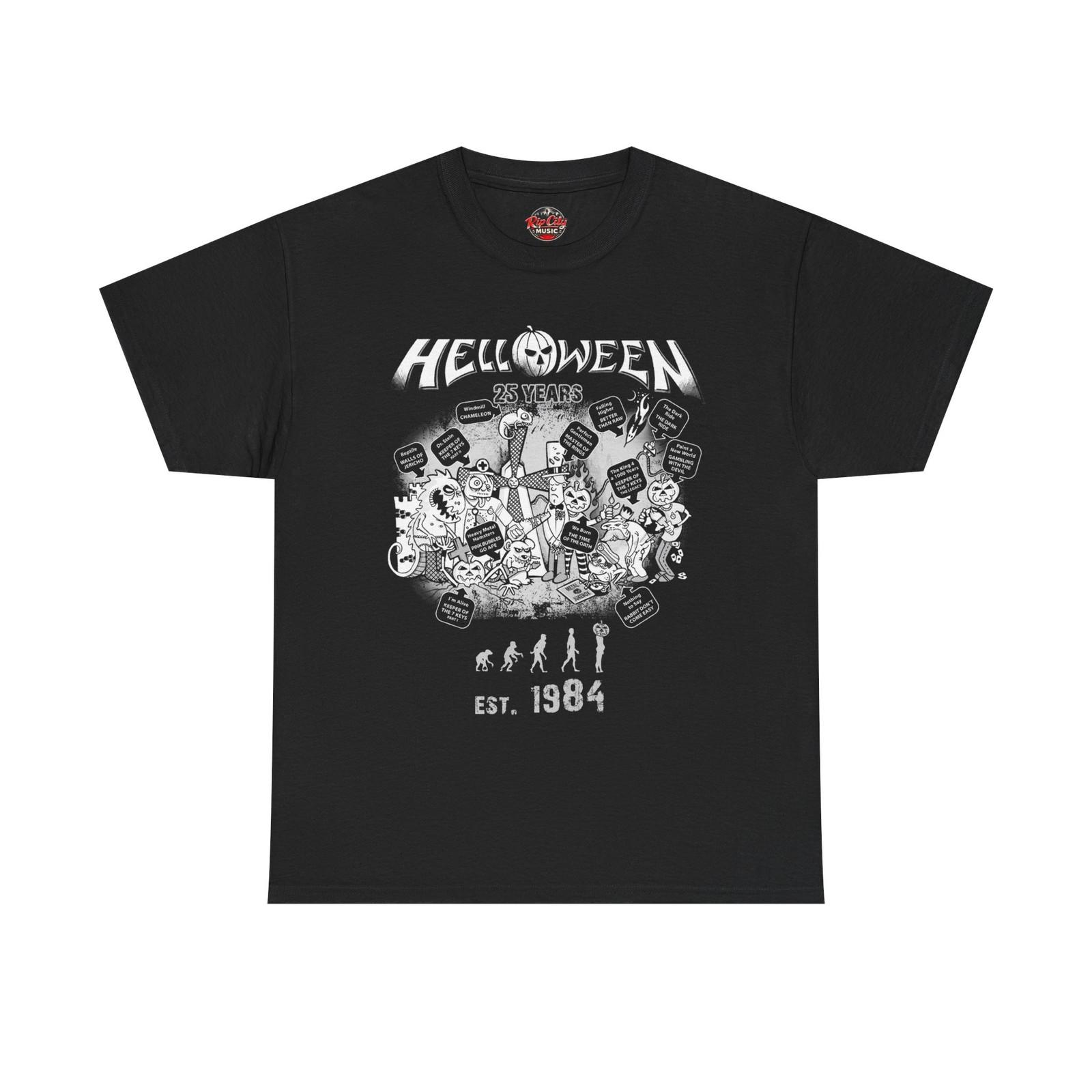 Helloween Est 1984 25th Anniversary Cartoon Collage Rock Band Unisex T-Shirt XL