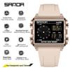 Sanda Transparent Electronic Square Watch with Large Dial for Students - Multifunctional Countdown Sports Wristwatch