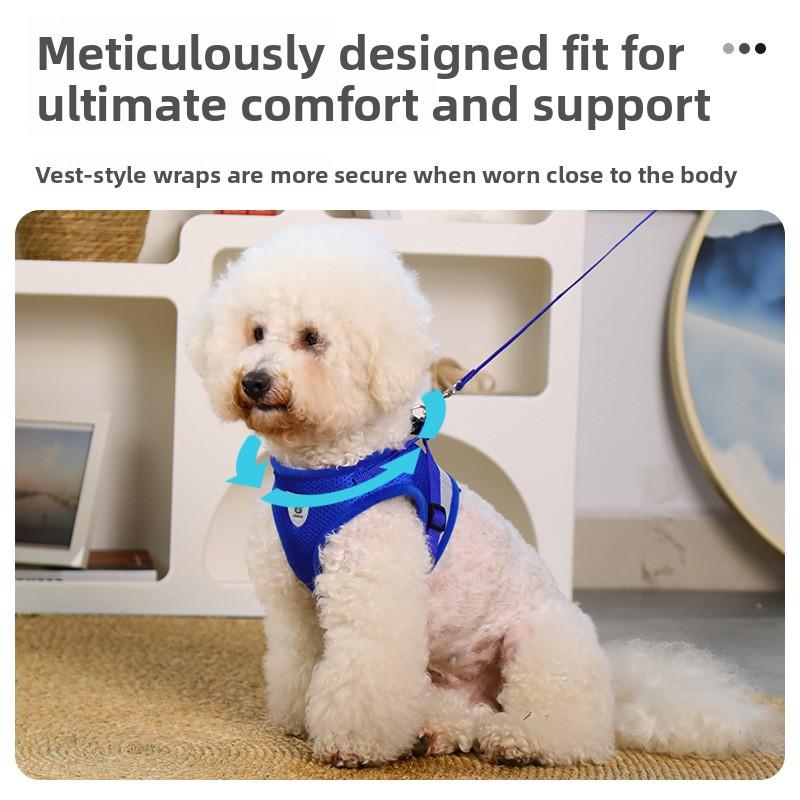 Pet Chest and Back Strap Vest Dog Leash, Small and Medium-sized Bichon Frise Dog Leash, Retractable Reflective Night Walking Breathable