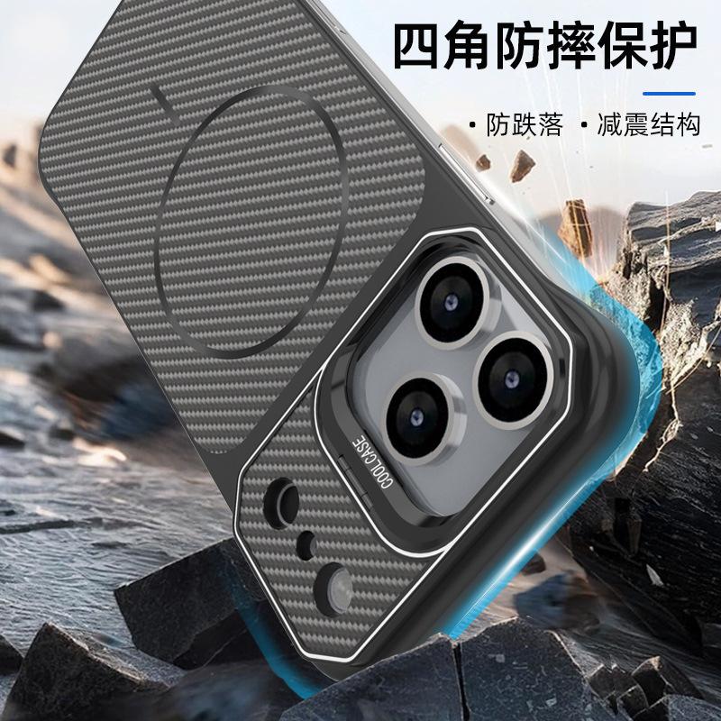 Applicable to Apple iPhone11promax half pack carbon fiber holder mobile phone case Apple 11 magnetic mobile phone case