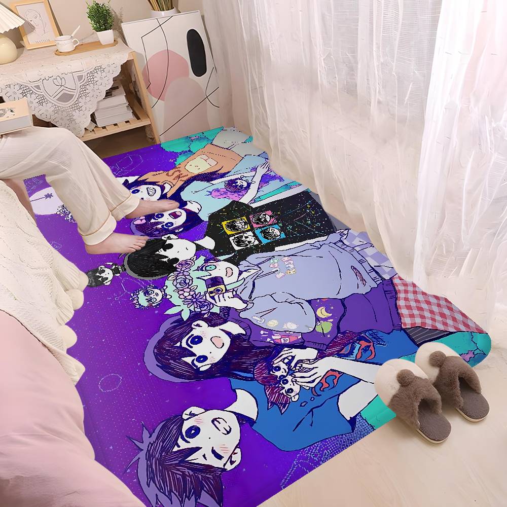 Anime Omori Badezimmermatte Anti-Rutsch Wasserabsorbierend Langes Streifenkissen Schlafzimmer Matte Willkommens-Fußmatte