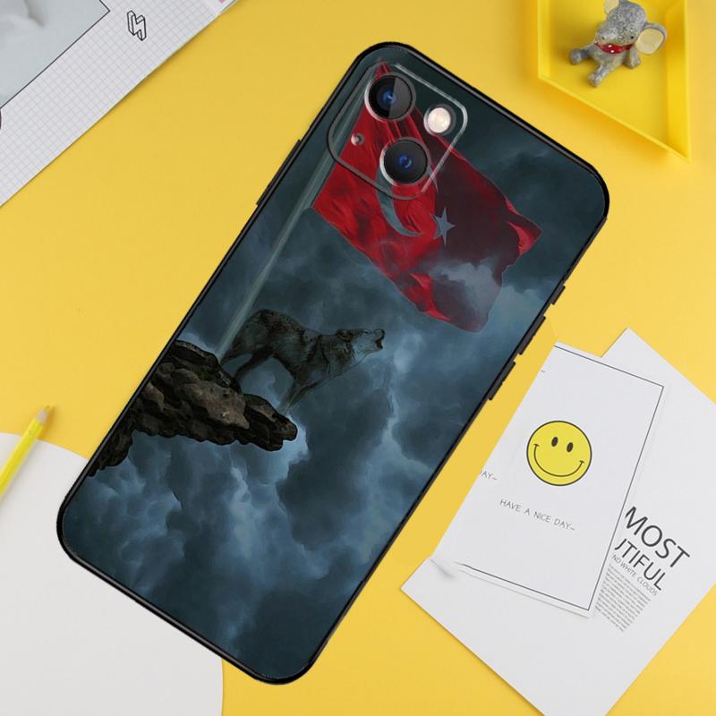 Turkey Wolf Mustafa Kemal Atatürk Phone Case For iPhone 16 Pro 15 Pro 13 12 Mini 11 14 Pro Max XR 16 15 Plus 16e Cover Coque iPhone 13Pro MAX