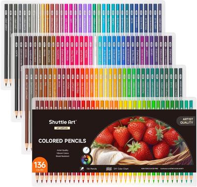 Shuttle Art Colored for Adult Coloring and Perfect As a Gift for Children and As a Preschool or School Entrance Pencils, 136-Color Set, Books,