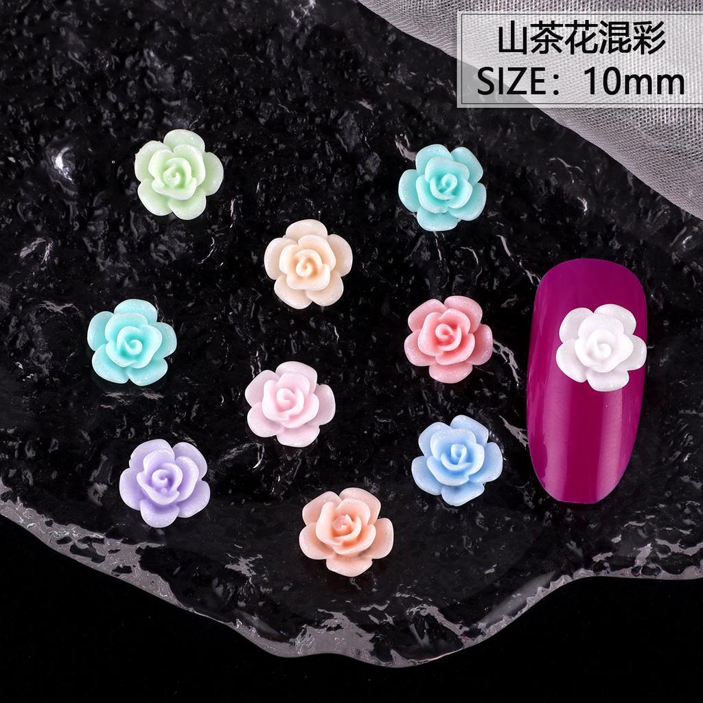 Nail Art Resin Camellia White Rose Ornament Nail Ice Transparent Three-Dimensional Light Changing Flower Accessories