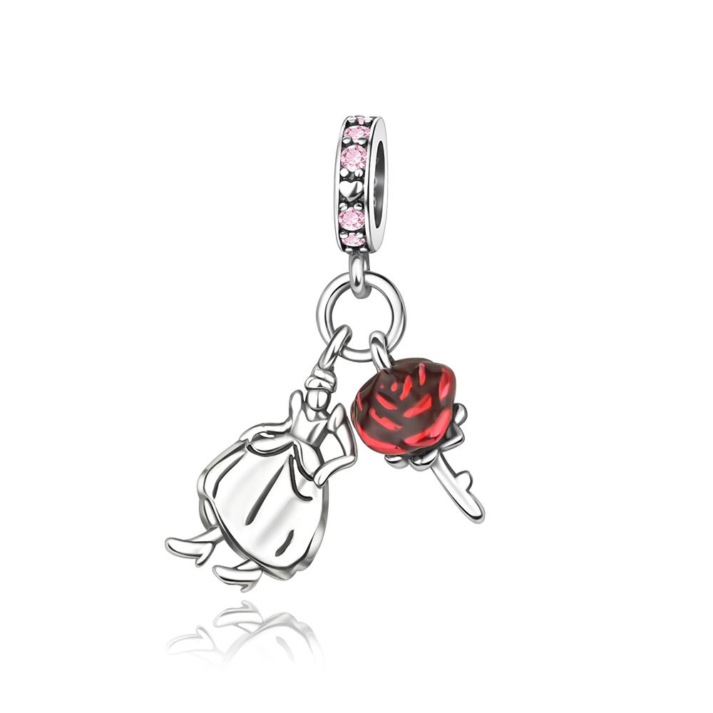 

Ahthen copper Bead Charms Bride and Rose Charm fit Snake Chain Bracelets Necklaces for Women Jewellery Making High Quality