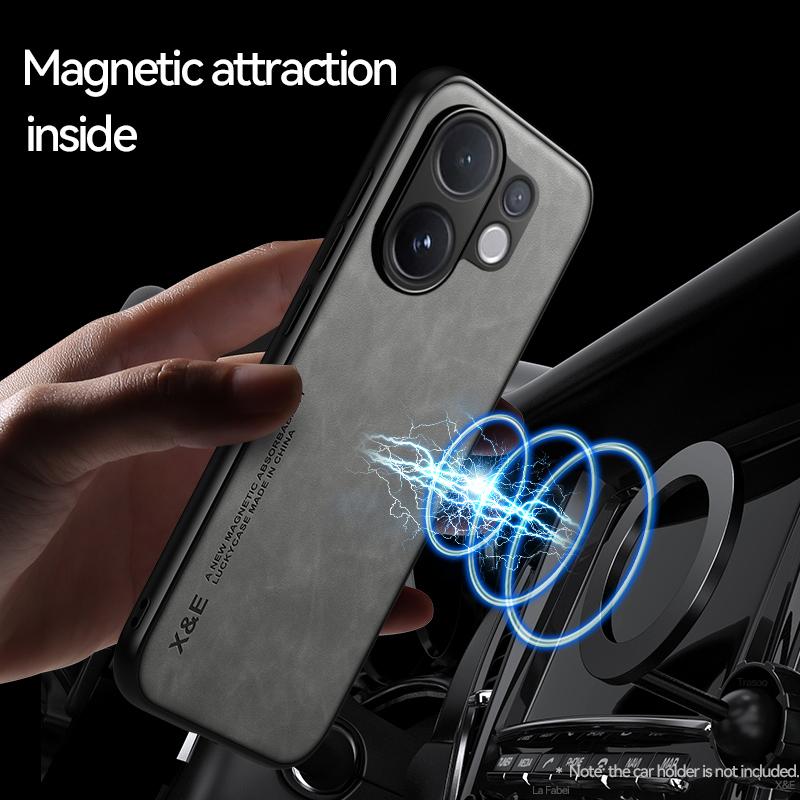 KEYSION Luxury Retro PU Leather Phone Case for VIVO V60 Soft Silicone+PC Shockproof Phone Back Cover for VIVO V60 5G