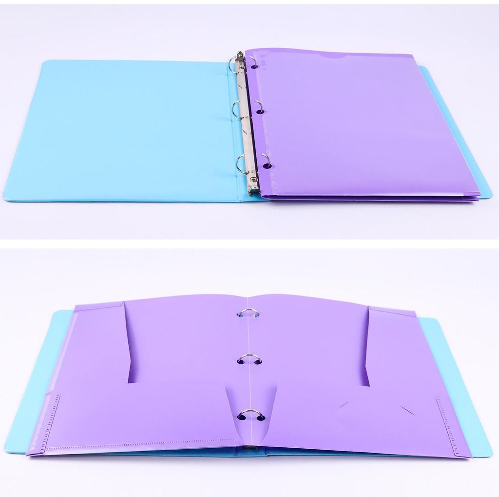 A4 Spot Stock Four-Bag Clip Folder with Transparent Insert Pocket and Double-Bag Three-Hole Design.