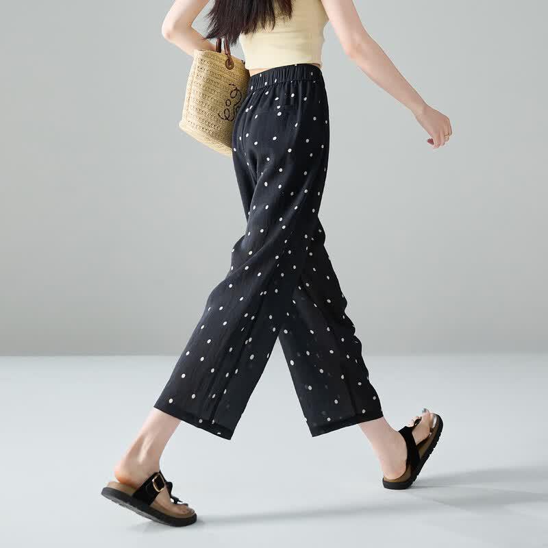 SOFSIL Women's High-Waist Polka Dot Ramie Harem Pants
