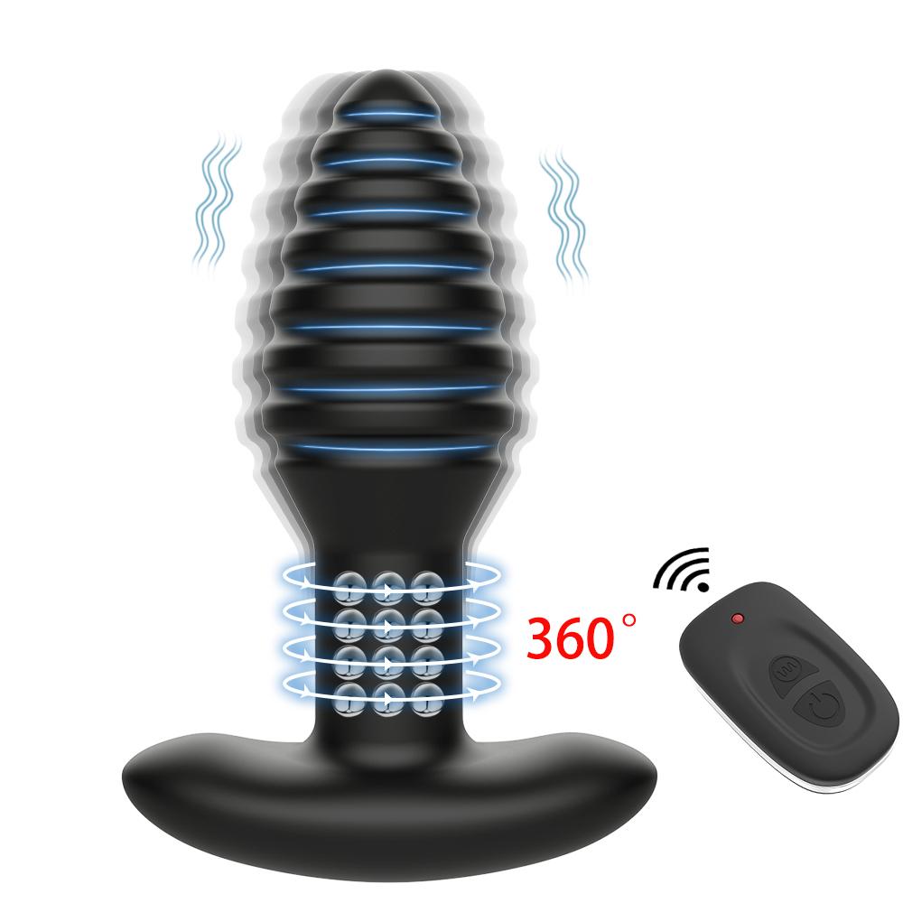 360 Degree Rotating Beads Male  Prostate Massager Anal Vibrators Remote Control Vibrating Butt Plug Adults Sex Toys For Men Gay