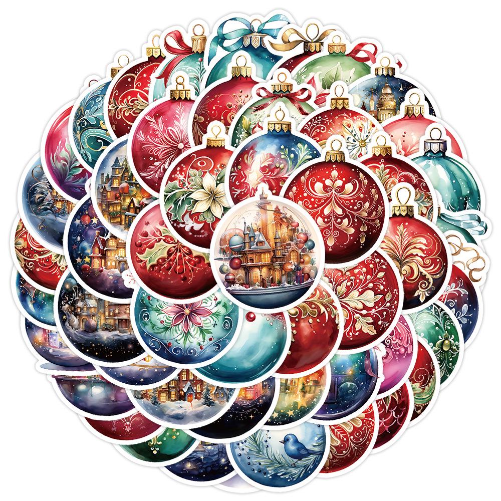 2024 Nordic Style Christmas Doodle Stickers - 50 Sheets for Water Bottles, Cups, and Children's DIY Decorations