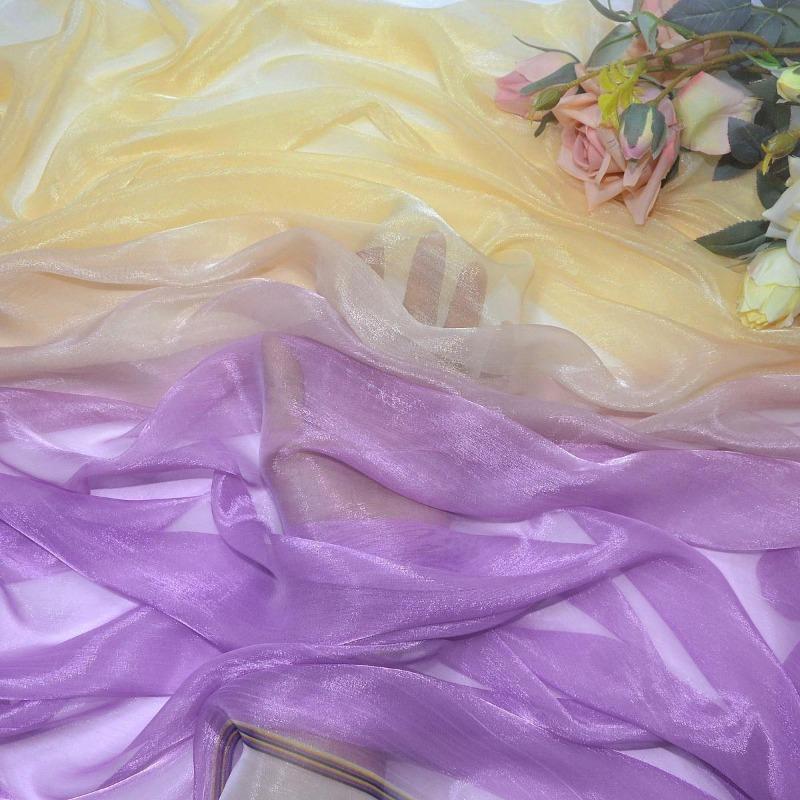 3/5/10m Multicolor Gradient Silk-Crepe Chiffon Fabric for Handmade DIY Sewing Hanfu Apparel Making Wedding Decoration