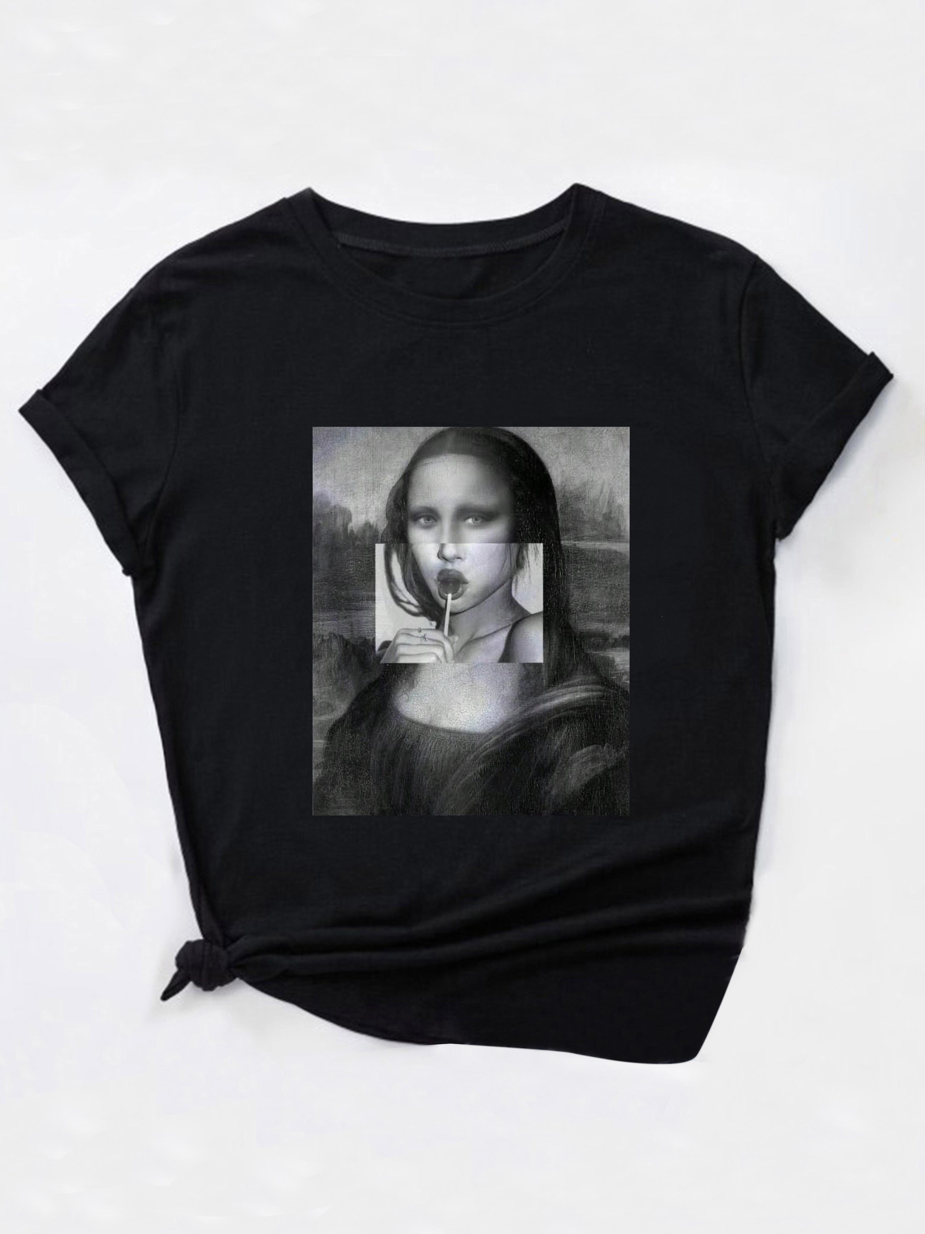 

Art Painting Print Tshirt Fashion Short Sleeve Round Neck Casual Top Womens Womens Harajuku Short Sleeve Casual S
