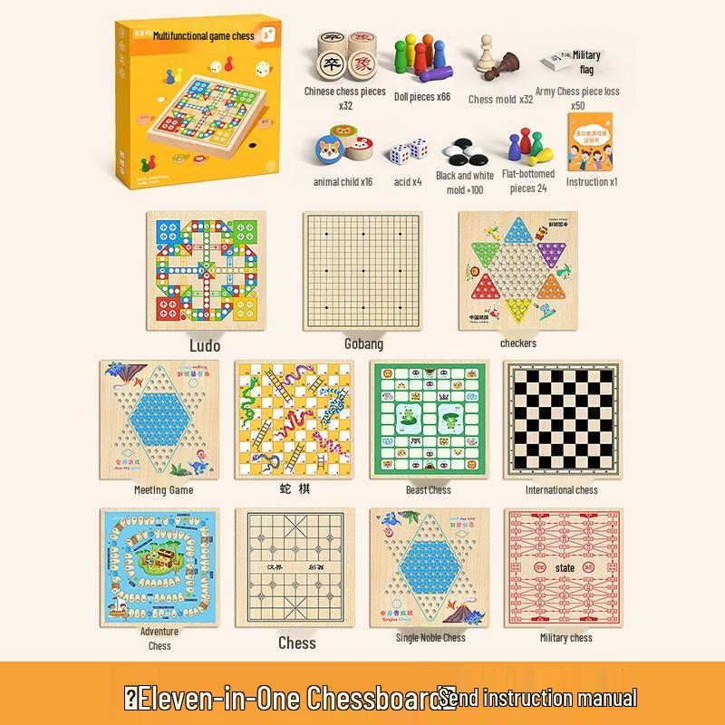 HANDUNYOU Kids  11-in-1 Multifunction Board Game Set