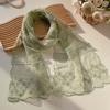 Embroidered Flower Sunscreen Shawl Breathable Mesh Female Headscarf Retro Lace Scarf  Women