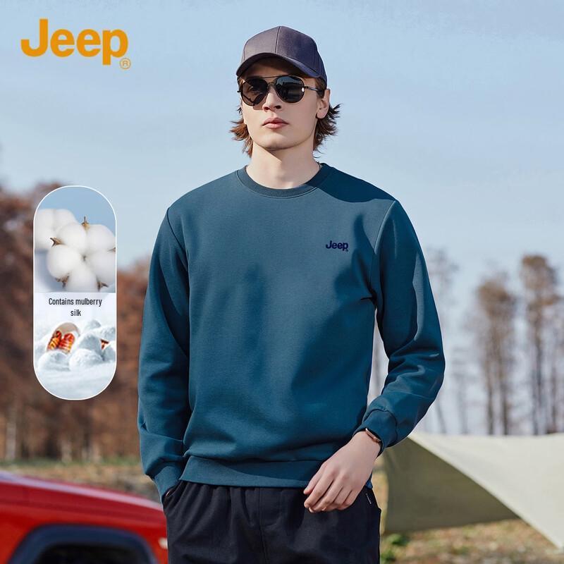JEEP Men's Silk Blend Embroidered Pullover Sweatshirt
