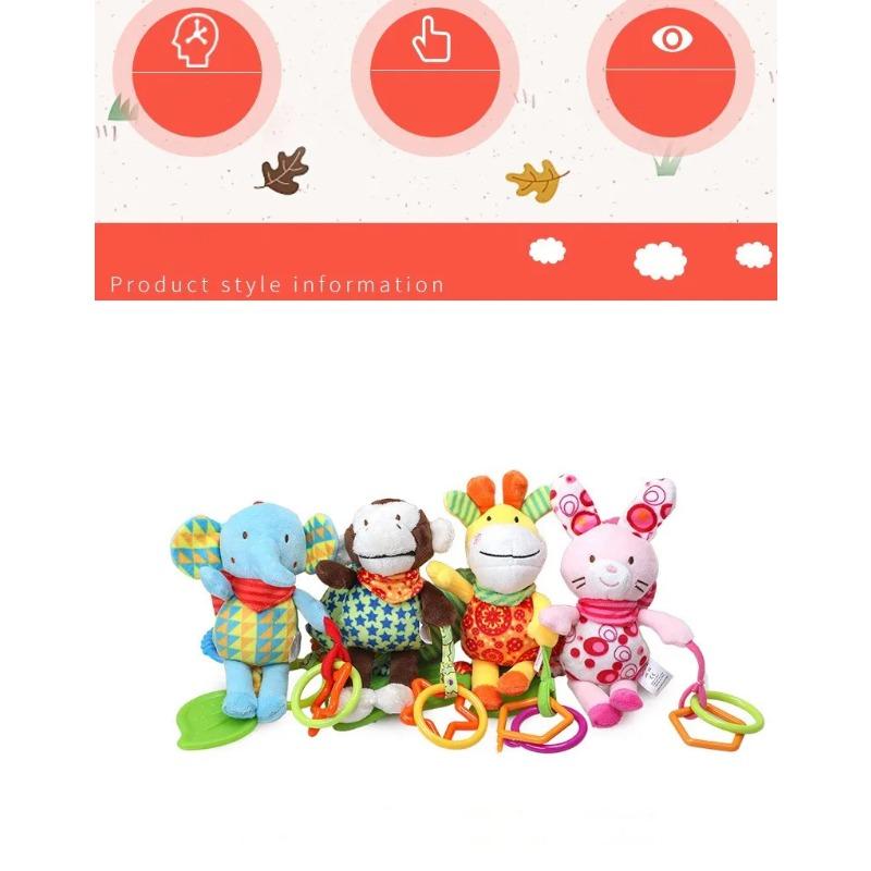 Baby Rattles Mobiles Cartoon Animal Bell Toy Newborn Baby Rattle Hanging Plush Lovely 0-24 Months Teether Toys Christmas Gift