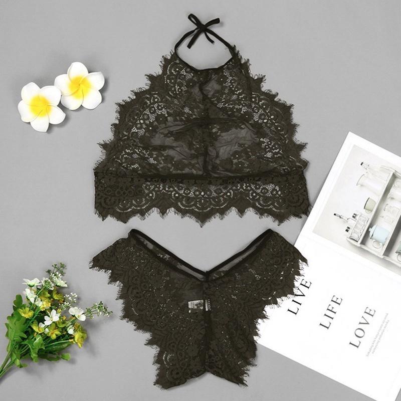 Fashion Womens Sexy Lingerie Lace Flowers Push Up Top Bra Pants Underwear Set