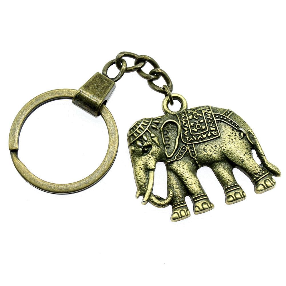Pendentifs Porte-clés Éléphant Amoureux des Animaux Bijoux en Métal Artisanat Anneau 30mm
