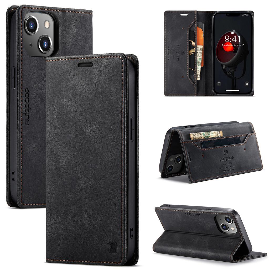For iPhone 14 Plus Vintage Leather Flip Wallet Case with RFID Blocking Card Slot, Matte Retro Folio Cover for Women Men (4 Colors)