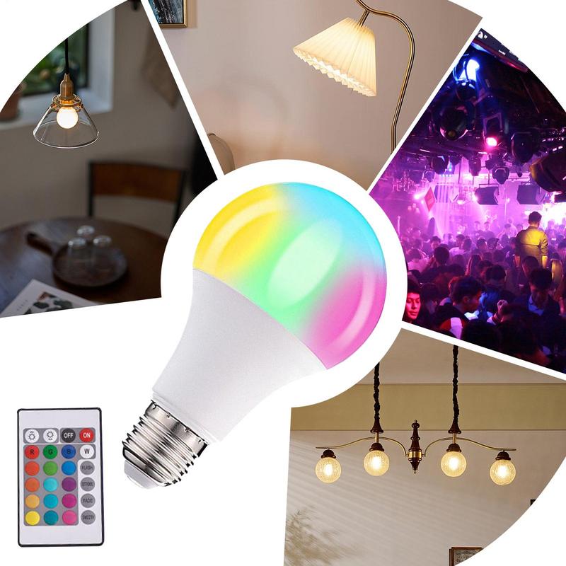 RGB Light Bulbs Household Lighting Dimmable 24 Key Remote Control Smart Lamp 16 Colors RGB Bulb LED Bulbs Atmosphere Light