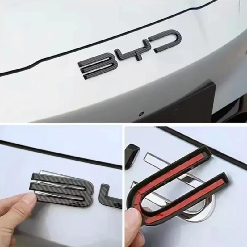 Car 3D BYD Decal Carbon Fiber Badge Sticker For BYD Atto3 Seal Han Tang Dolphin Song Yuan Trunk Steering Wheel Exterior Dec