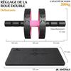Roue Abdominale - AMONAX - AB Roller Wheel - Portable - Rose - Fitness