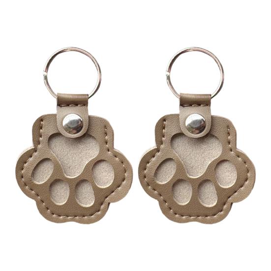 Faux Leather Pet Memorial Keychain Paw Shaped Keepsake Key Chain Easy to Use Pet Hair Storage Bag Key Holder
