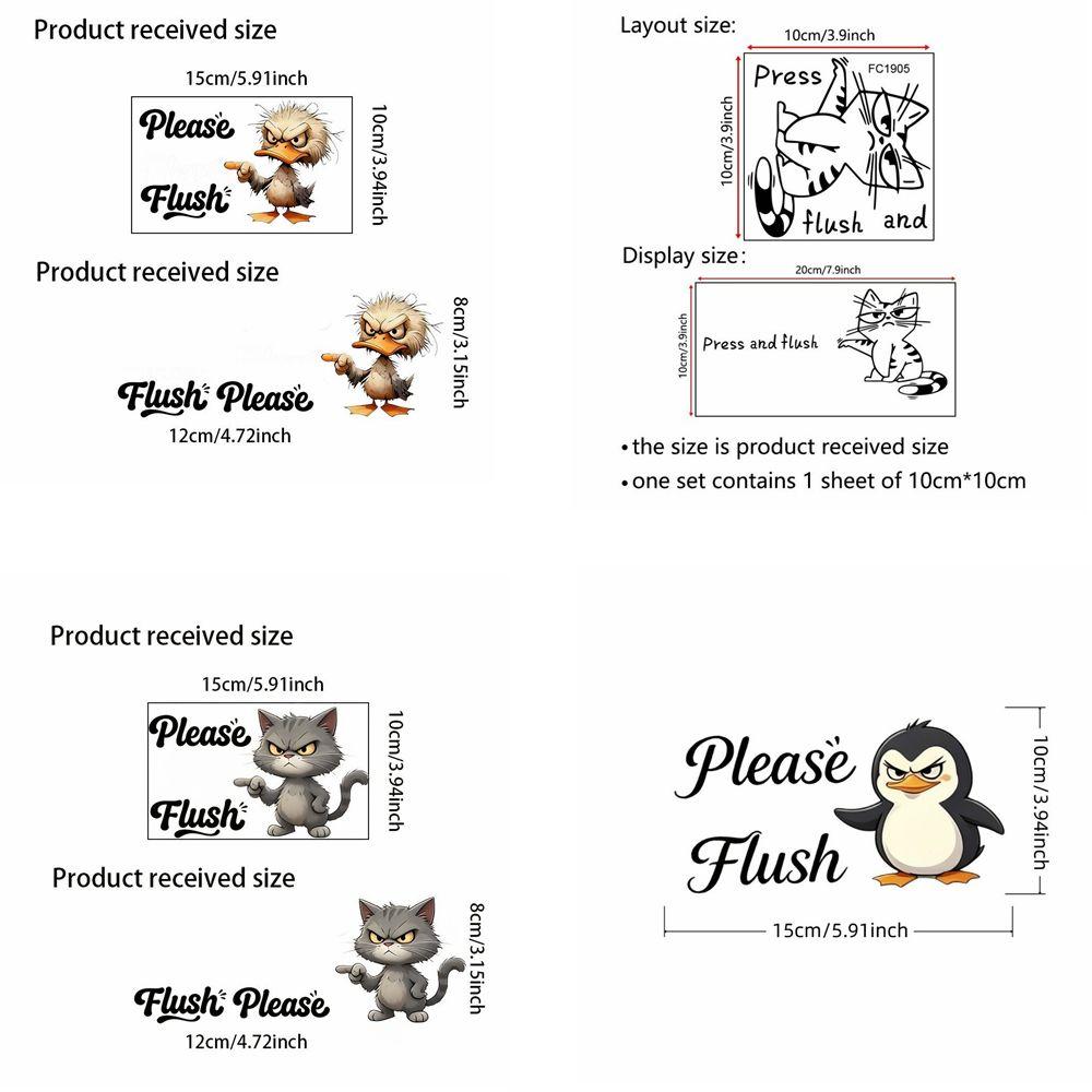 Cartoon Self-adhesive Toilet Sticker PVC Waterproof Wall Sticker Decoration Funny Cartoon Sticke Decorative Stickers