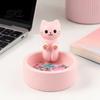 Small Jewelry Storage Box Cute Cat Tray, with Deep Plate Slot, Pink Matte Finish Holder Resin Decorative Ornament, for Dressing Table And Keys