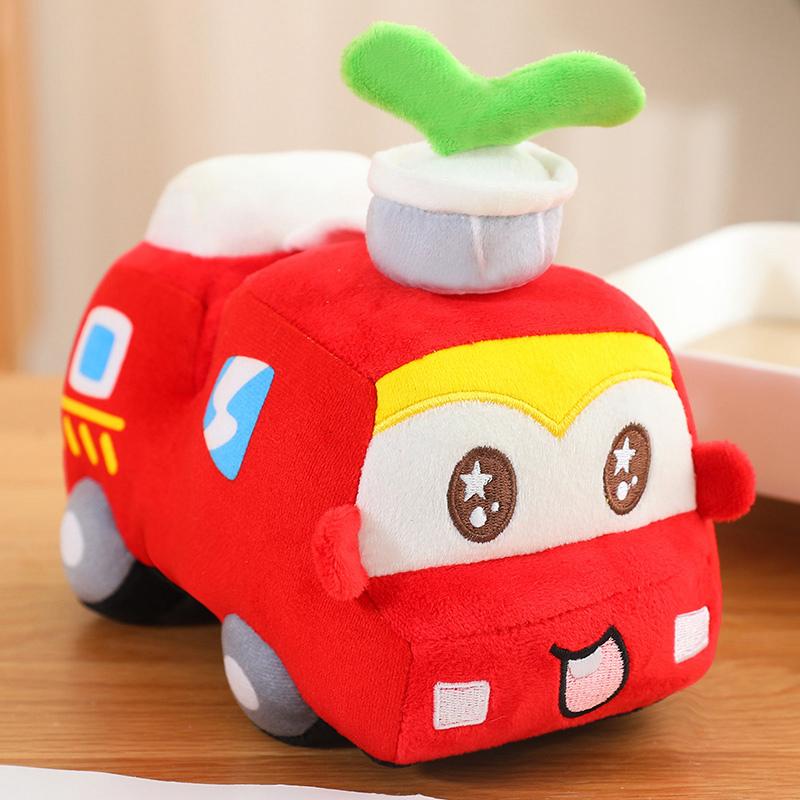 Cute Cartoon Car Plush Toy Kawaii Pink Bow Ambulance BluePolices Car Red Fire Engine Taxi Gift for Boy Birthday Present