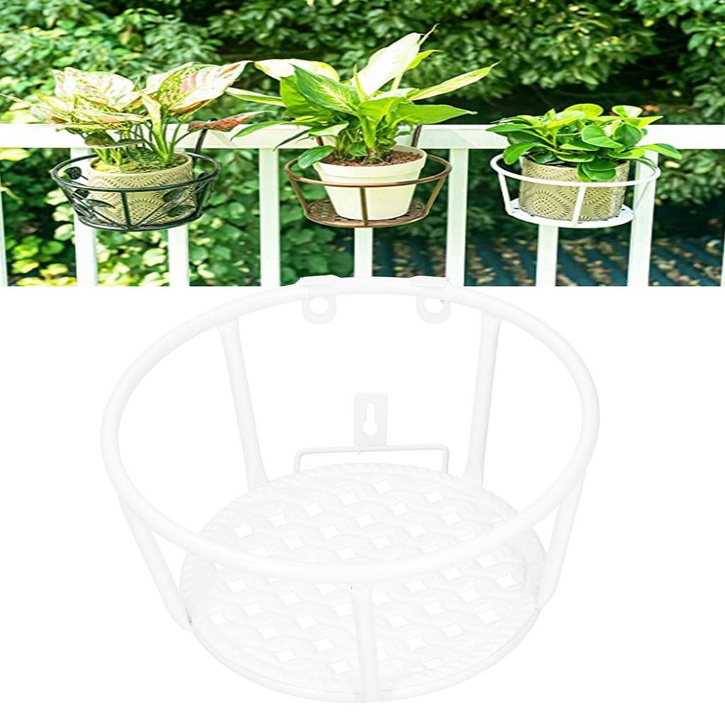 Iron Hanging Baskets Flower Pot Holder Hanger for Outdoor Balcony Garden Patio DecorWhite