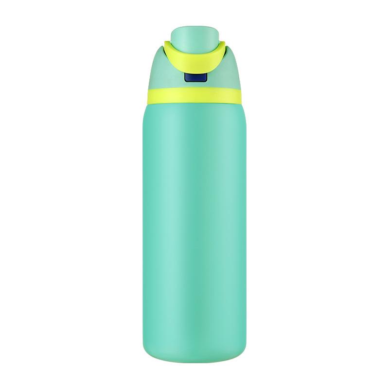 Große Edelstahl-Thermoskanne mit Doppelstrohhalm - Outdoor-Wasserbecher für Schüler