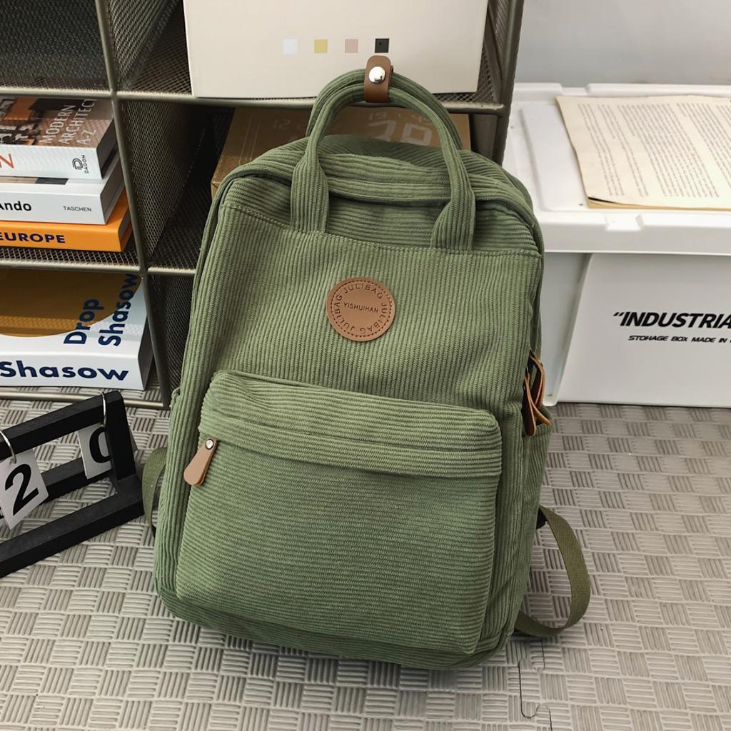 Schoolbag Corduroy Schoolbag Middle School Student Ins College Backpack Autumn and Winter New Solid Color Girl Velvet Backpack